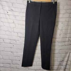 Theory Treeca K Oxford Knit Slim Trousers Black Cropped Pants Size 2 Career Chic
